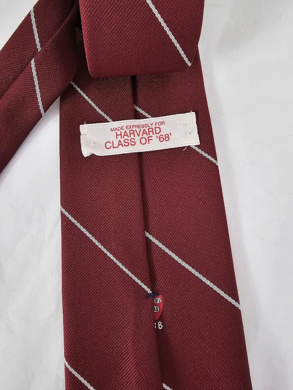 Vintage Harvard University Class of 1968 Silk Repp Tie Burgundy Ivy League
